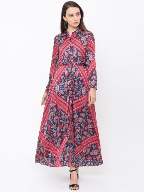

Globus Women Red & Navy Blue Printed Maxi Dress