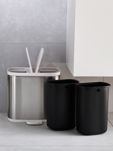 

Joseph Joseph Split Steel Step Trash Can Recycle Bin, Silver