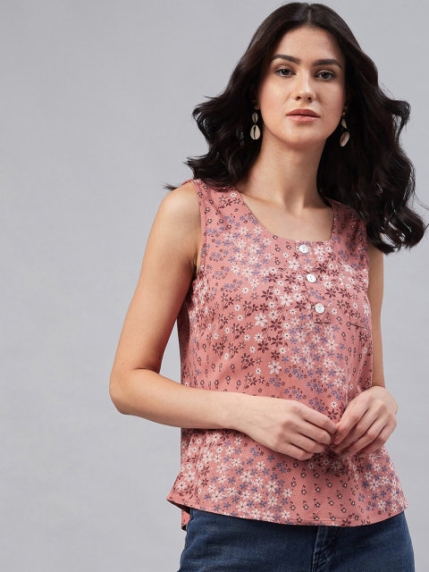 

Marie Claire Women Pink & White Printed Top