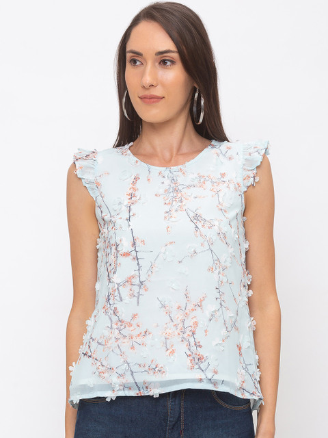 

Globus Women Blue Printed Top