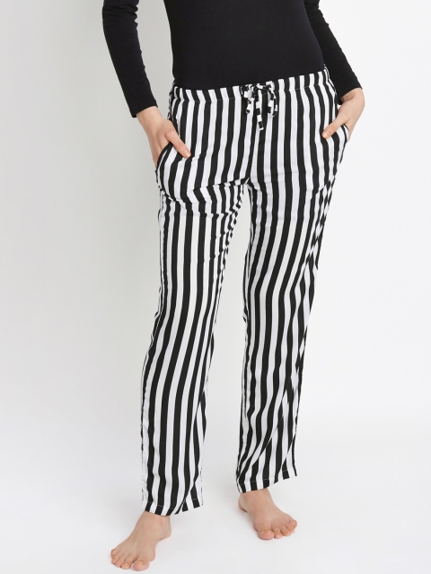 

Dreamz by Pantaloons Women Black & White Striped Lounge Pants