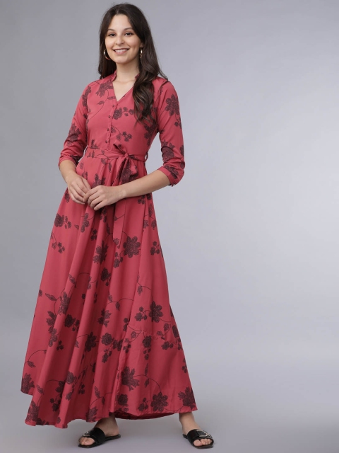 

Mumbai Slang Chic Women Pink Printed Maxi Dress