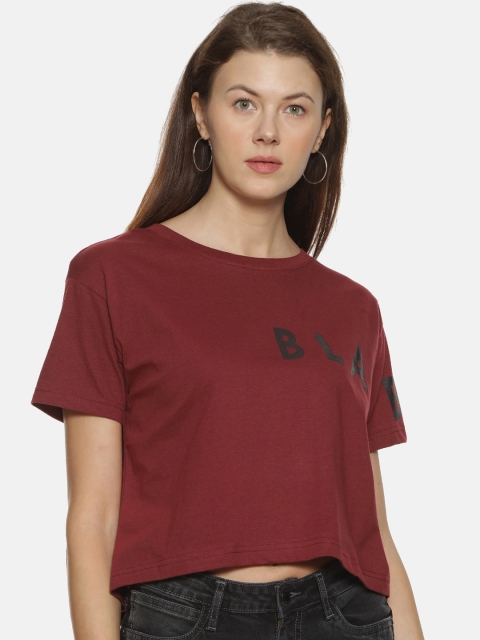 

Campus Sutra Women Maroon Solid CropTop