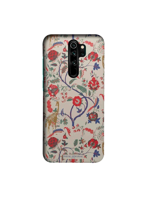 

macmerise Beige & Red Floral Print Xiaomi Redmi Note 8 Pro Back Cover