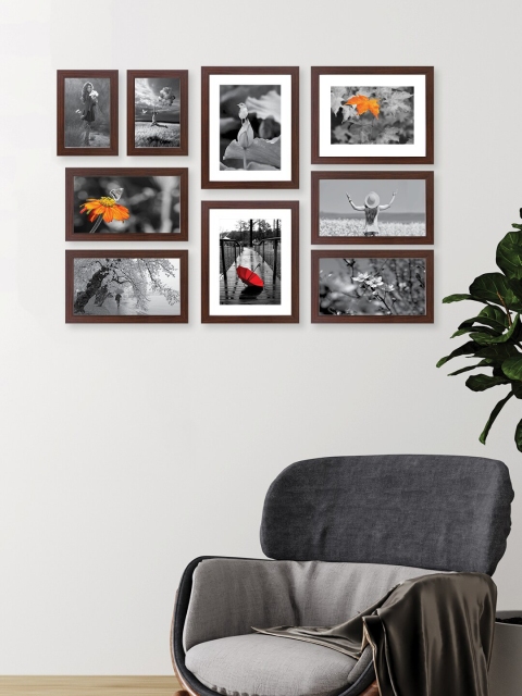 

RANDOM Set Of 9 Brown Solid Collage Photo Frames