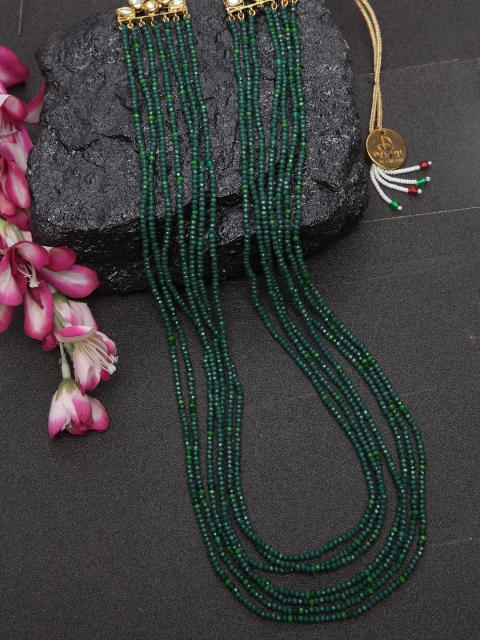 

DUGRISTYLE Emerald Multi LIne Layered Necklace, Green