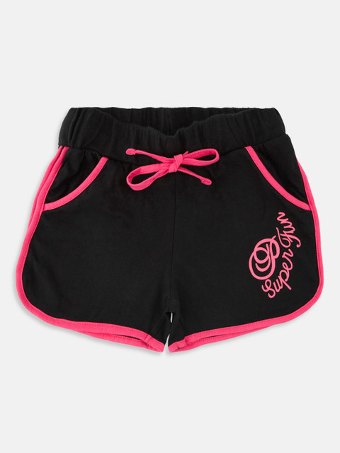 

POPPERS by Pantaloons Girls Black Solid Regular Fit Hot Pants