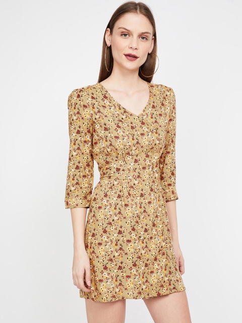 

Ginger by Lifestyle Women Beige Printed Fit and Flare Dress