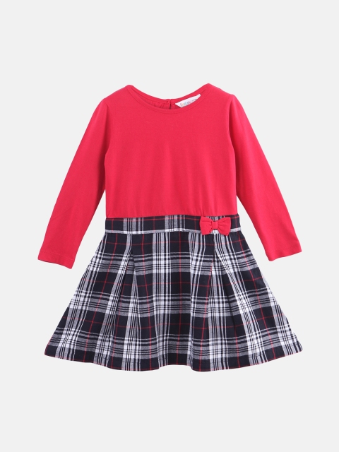 

Beebay Girls Red Checked Fit and Flare Dress