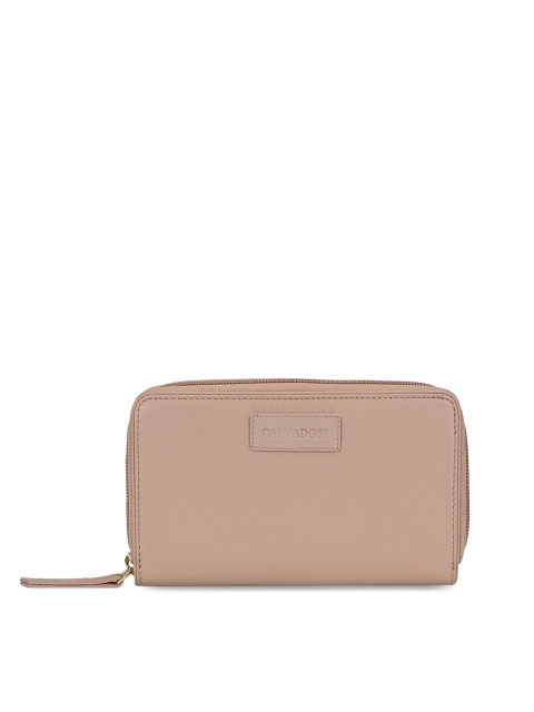 

Calvadoss Women Rose Gold Textured Zip Around Wallet