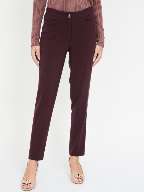 

CODE by Lifestyle Women Burgundy Skinny Fit Solid Regular Trousers