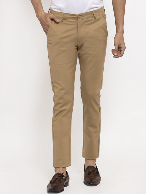 

Rodamo Men Khaki Slim Fit Solid Regular Trousers