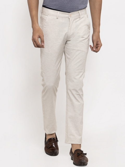 

Rodamo Men Beige Slim Fit Solid Regular Trousers