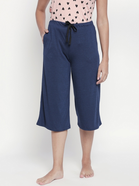 

Dreamz by Pantaloons Women Navy Blue Solid Relaxed-Fit Lounge Capris