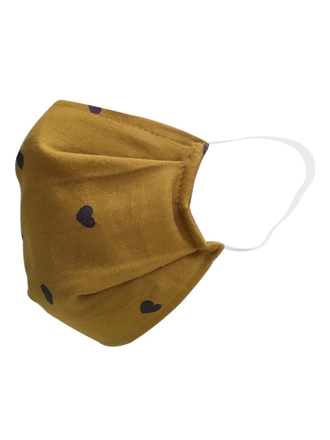 

nestroots Unisex Olive Brown Heart Printed 2-Ply Reusable Cloth Mask