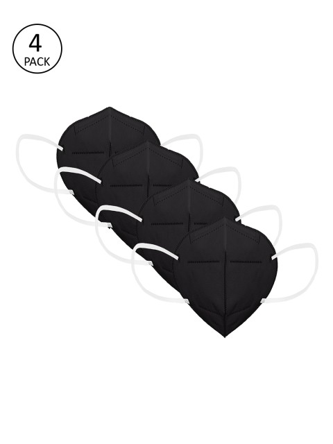 

Status Unisex Pack of 4 Pcs Black Solid Reusable 4-Ply Protective Outdoor N95 Masks