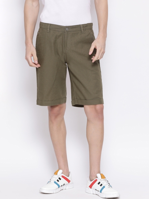

Crimsoune Club Men Olive Green Solid Slim Fit Chino Shorts