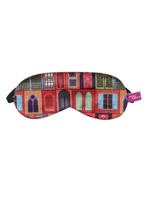 

India Circus by Krsnaa Mehta Unisex Red & Pink Printed Mughal Doors Reiteration Eye Mask