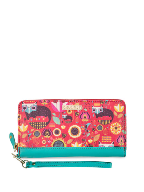 

Chumbak Women Pink & Blue Printed Zip Around Wallet