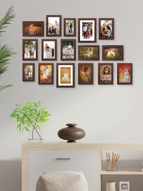 

RANDOM Set Of 16 Brown Solid Collage Photo Frames