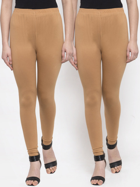 

TAG 7 Women Pack Of 2 Beige Solid Churidar-Length Leggings