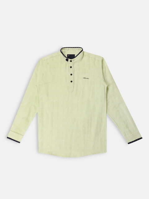 

Lil Tomatoes Boys Lime Green Woven Design Straight Kurta
