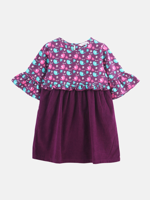 

Beebay Girls Purple Printed Fit and Flare Dress