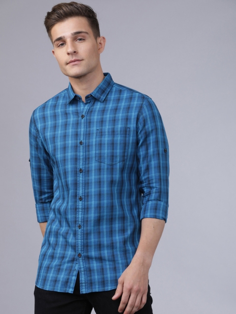 

Ecko Unltd Men Blue & White Slim Fit Checked Casual Shirt