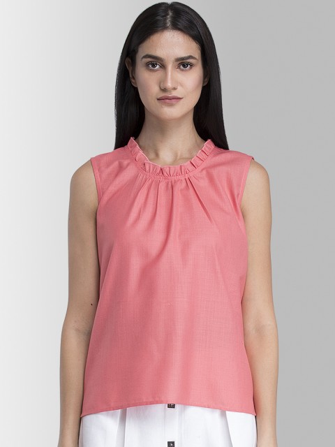 

FableStreet Women Pink Solid Top
