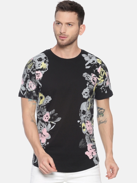 

KULTPRIT Men Black & Blue Printed Round Neck T-shirt