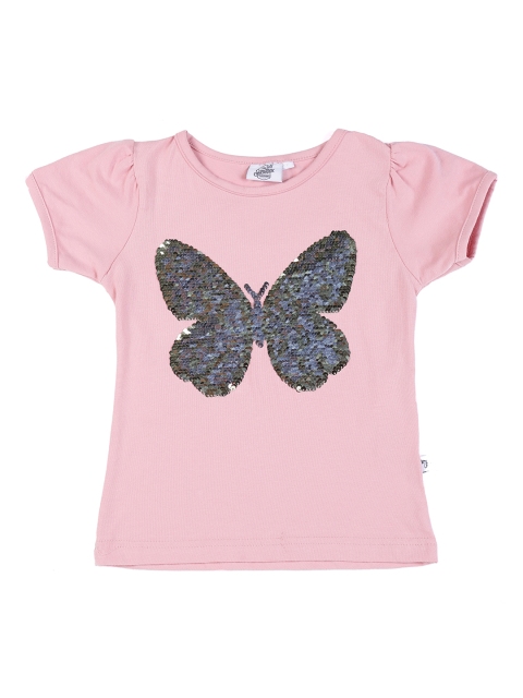 

The Sandbox Clothing Co. Girls Pink Embellished Round Neck Reverse Sequinned T-shirt