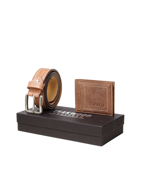 

Teakwood Leathers Men Tan Brown Genuine Leather Accessory Gift Set