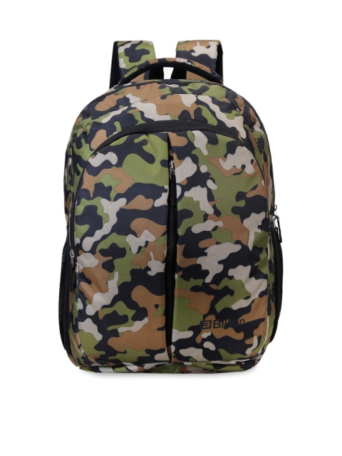 Billion Unisex Olive Green & Brown 16 inch Camouflage Printed Laptop Bag