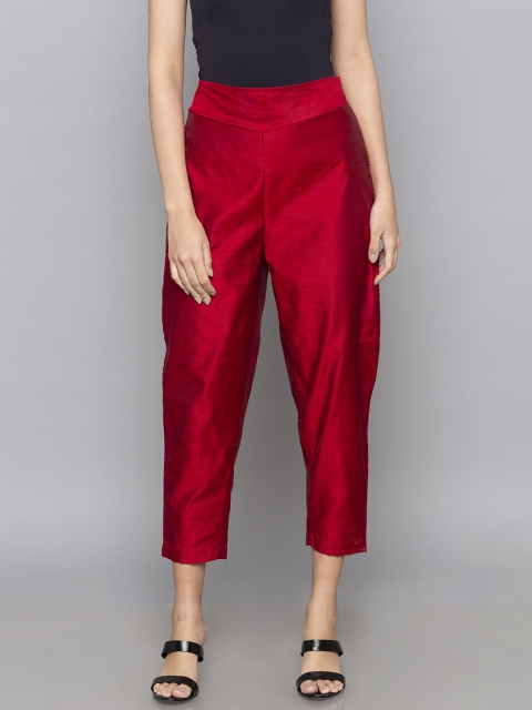 

Desi Weavess Women Red Regular Fit Solid Culottes