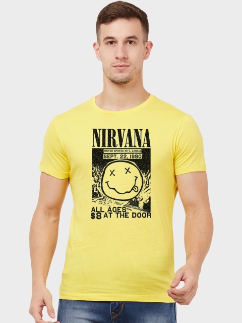 

Free Authority Nirvana Print Yellow Tshirt for Men