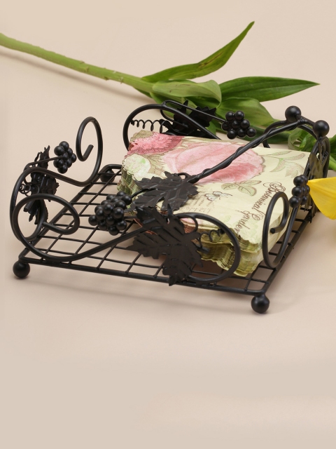 

nestroots Black Solid Napkin Holder with Tissue Paper