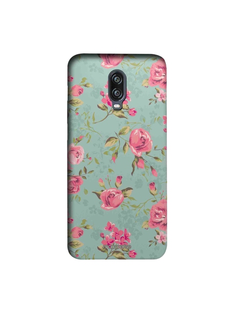 

macmerise Teal Blue & Pink Flowers Sublime OnePlus 6T Back Case