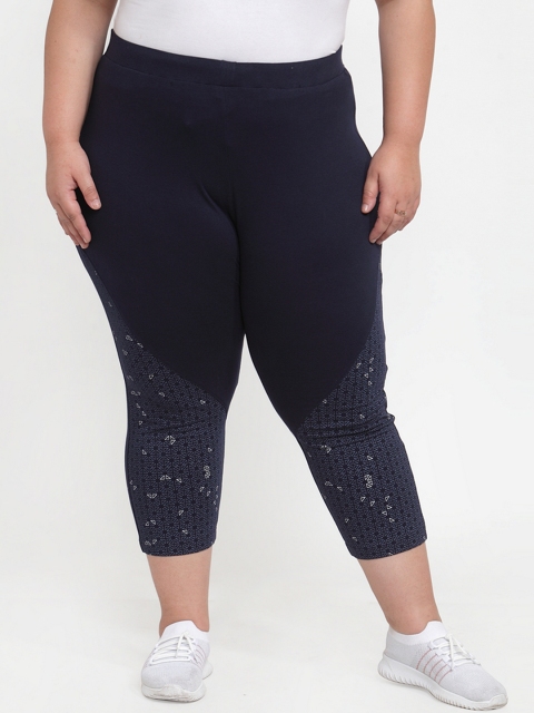 

plusS Women Navy Blue Printed Skinny Fit Capris