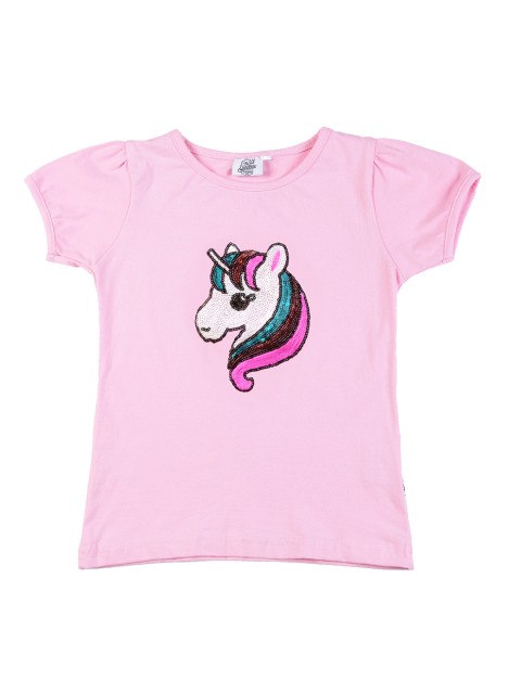

The Sandbox Clothing Co. Girls Pink Embellished Round Neck T-shirt