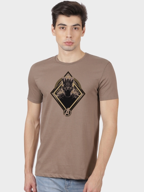 

Free Authority Men Brown & Black Avengers Printed Round Neck T-shirt