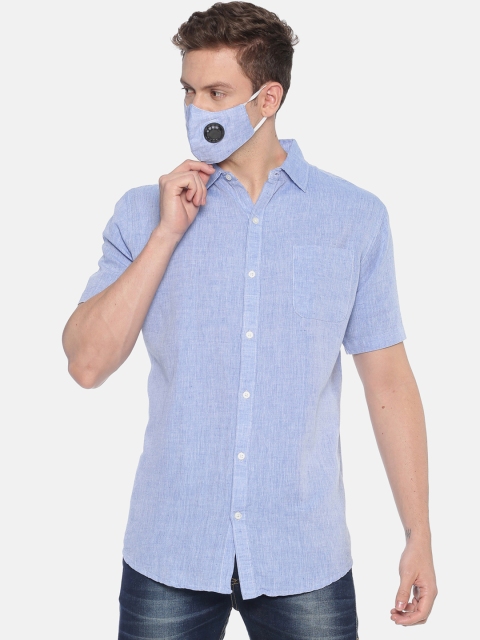 

Balista Men Blue Standard Regular Fit Solid Casual Shirt