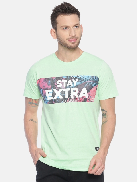 

KULTPRIT Men Sea Green & White Printed Round Neck T-shirt