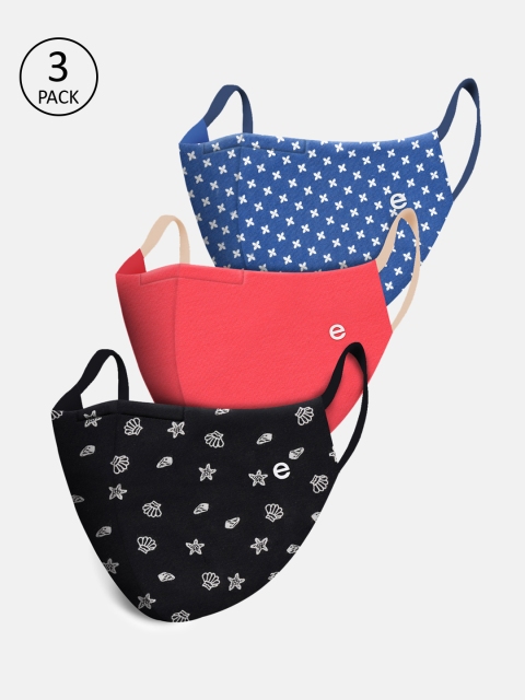 

Enamor Unisex 3 Pcs 3 Ply Reusable Cloth Masks, Multi