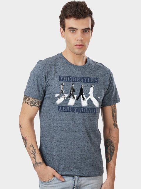 

Free Authority The Beatles Print Blue Tshirt for Men