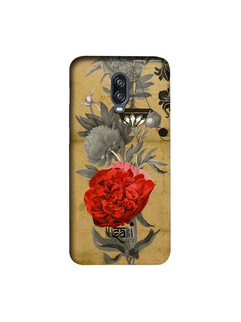 

macmerise Tan Brown & Grey Masaba Floral Scale Printed OnePlus 6T Back Case