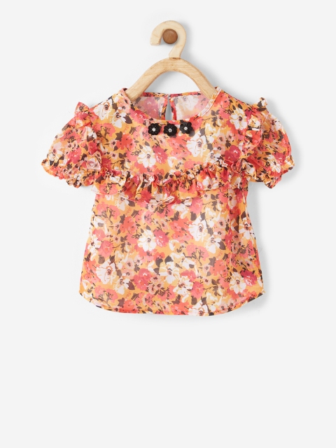 

VITAMINS Girls Orange Floral Printed Top