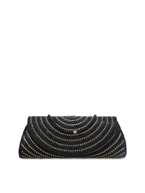 

Spice Art Black & Off-White Embroidered Clutch