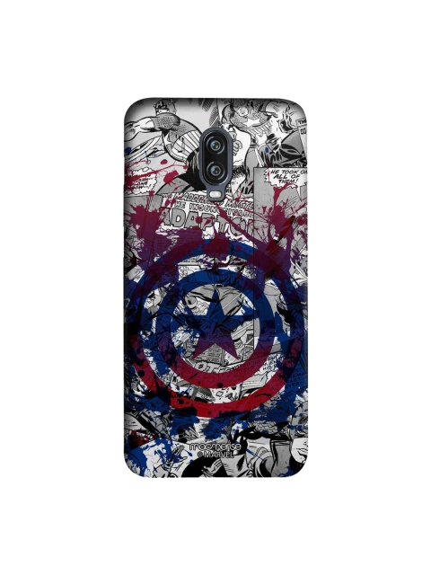 

macmerise Grey & Blue Marvel Comics Splash Out Shield Sublime OnePlus 6T Back Case