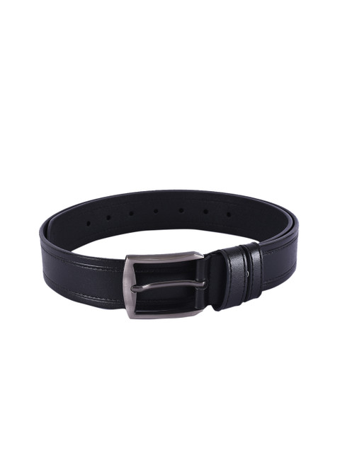 

BuckleUp Men Black Solid Leather Belt