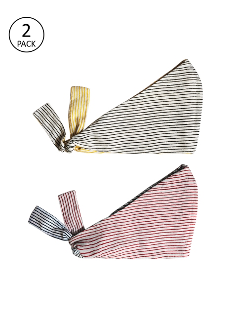 

DailyObjects Unisex 2 Pcs Striped 4-Ply Anti-Dust Reversible Reusable Cloth Masks, Multi